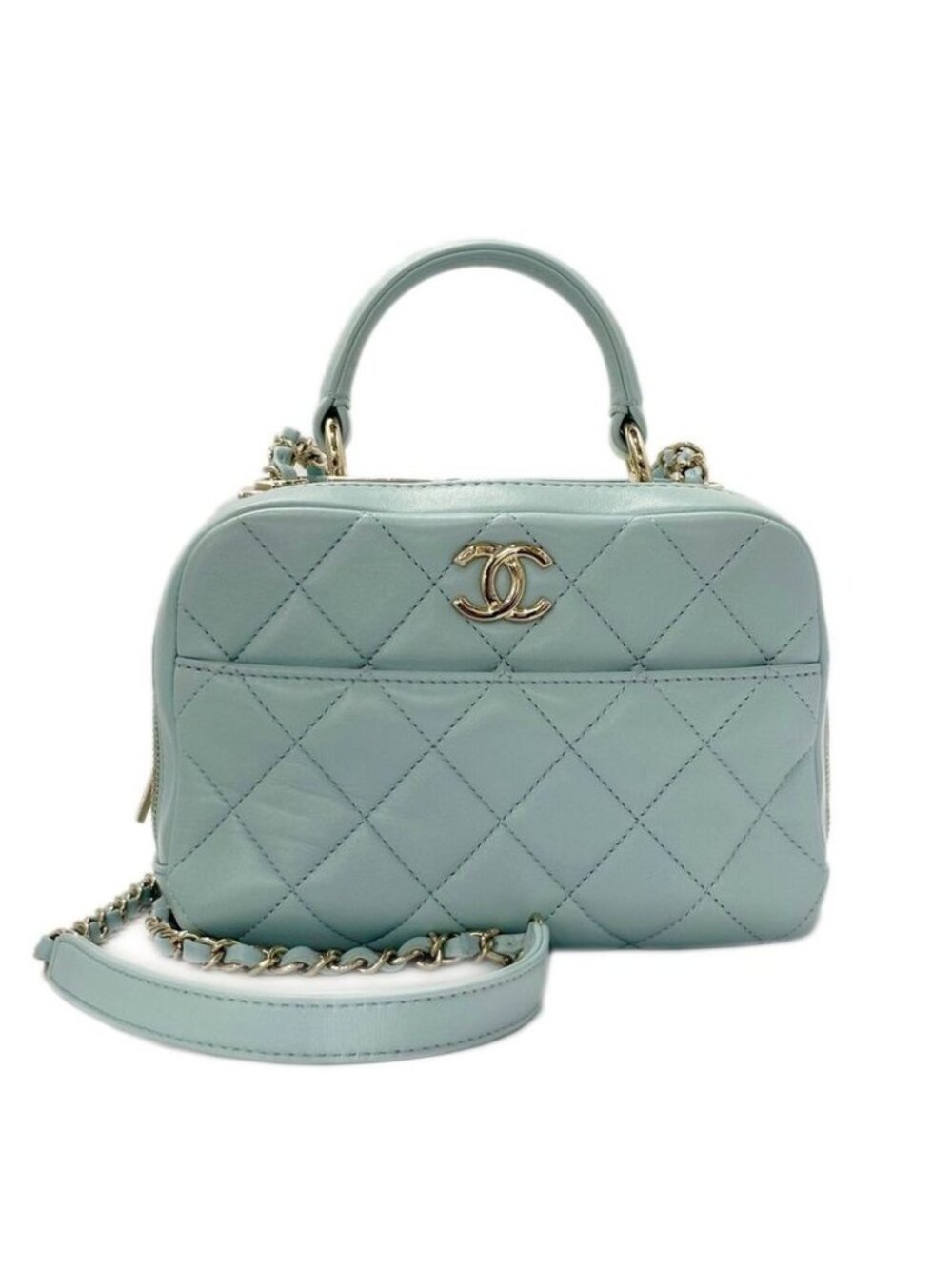 Chanel Quilted Chain Shoulder Bag Lambskin Trendy CC Mizuiro Champagne Gold